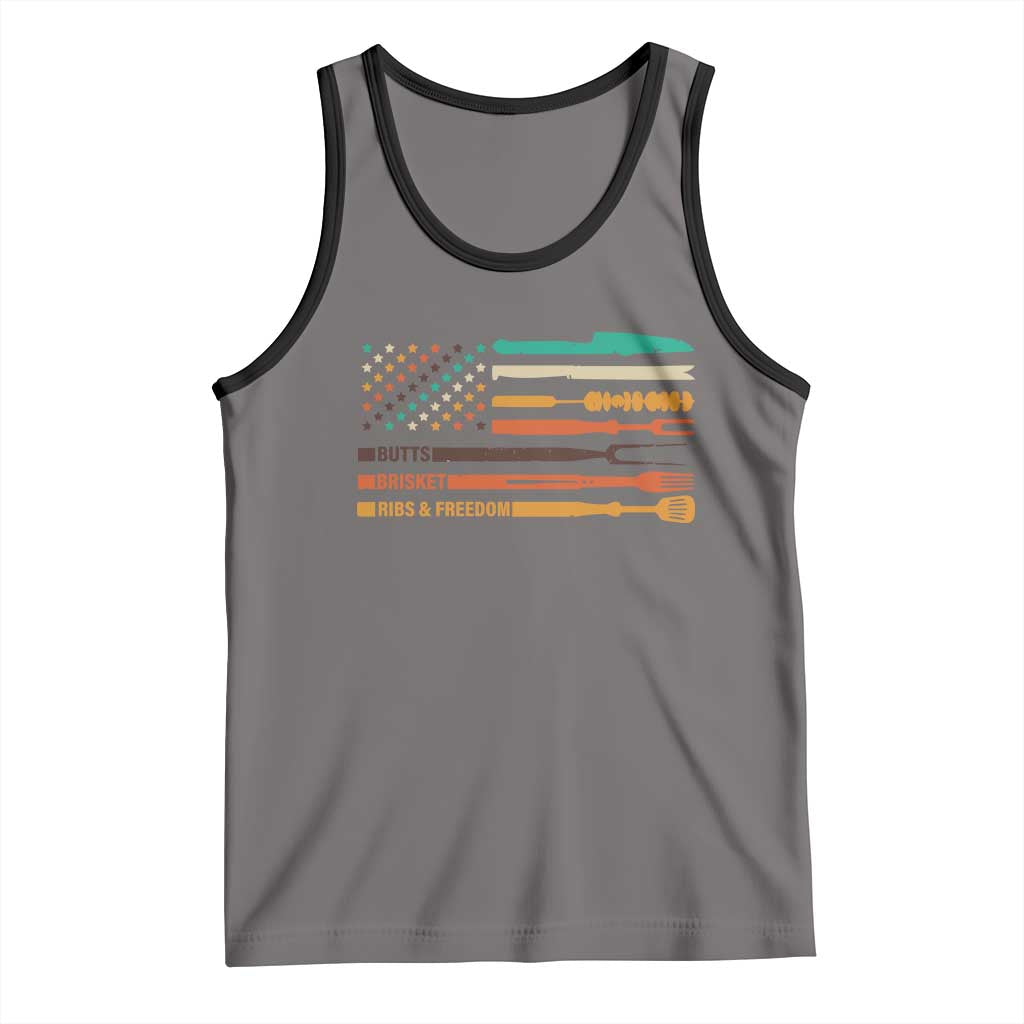 BBQ Tank Top With American Flag Brisket Butts Ribs and Freedom Grilling Gifts