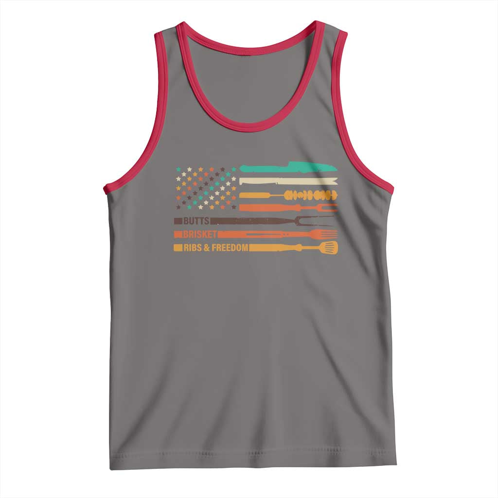 BBQ Tank Top With American Flag Brisket Butts Ribs and Freedom Grilling Gifts