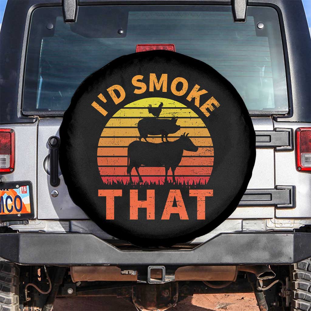 Funny BBQ Spare Tire Cover I'd Smoke That Barbecue Retro Grilling Gifts