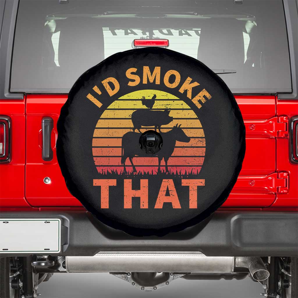 Funny BBQ Spare Tire Cover I'd Smoke That Barbecue Retro Grilling Gifts