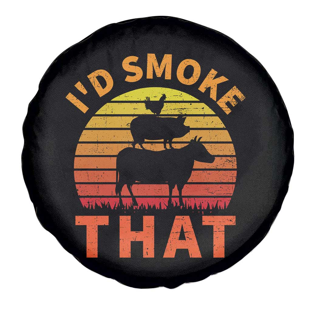 Funny BBQ Spare Tire Cover I'd Smoke That Barbecue Retro Grilling Gifts