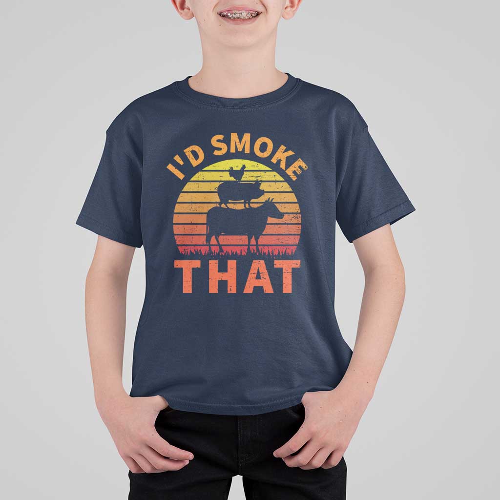 Funny BBQ T Shirt For Kid I'd Smoke That Barbecue Retro Grilling Gifts - Wonder Print Shop