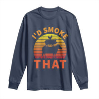 Funny BBQ Long Sleeve Shirt I'd Smoke That Barbecue Retro Grilling Gifts