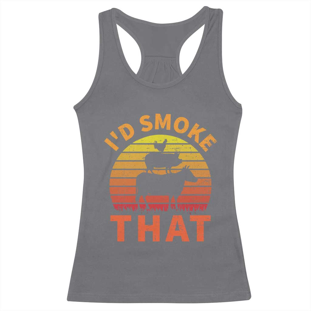 Funny BBQ Racerback Tank Top I'd Smoke That Barbecue Retro Grilling Gifts