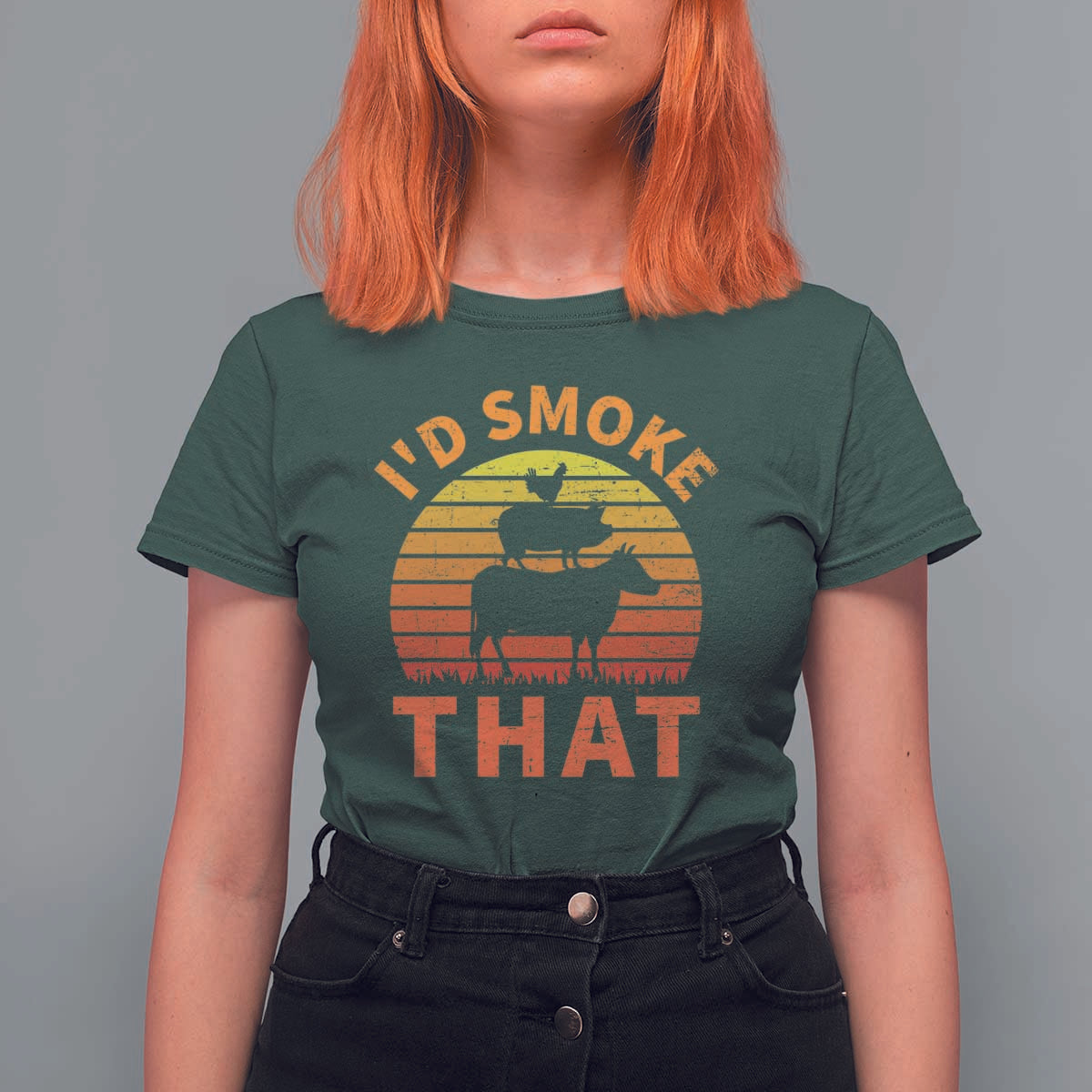 Funny BBQ T Shirt For Women I'd Smoke That Barbecue Retro Grilling Gifts - Wonder Print Shop