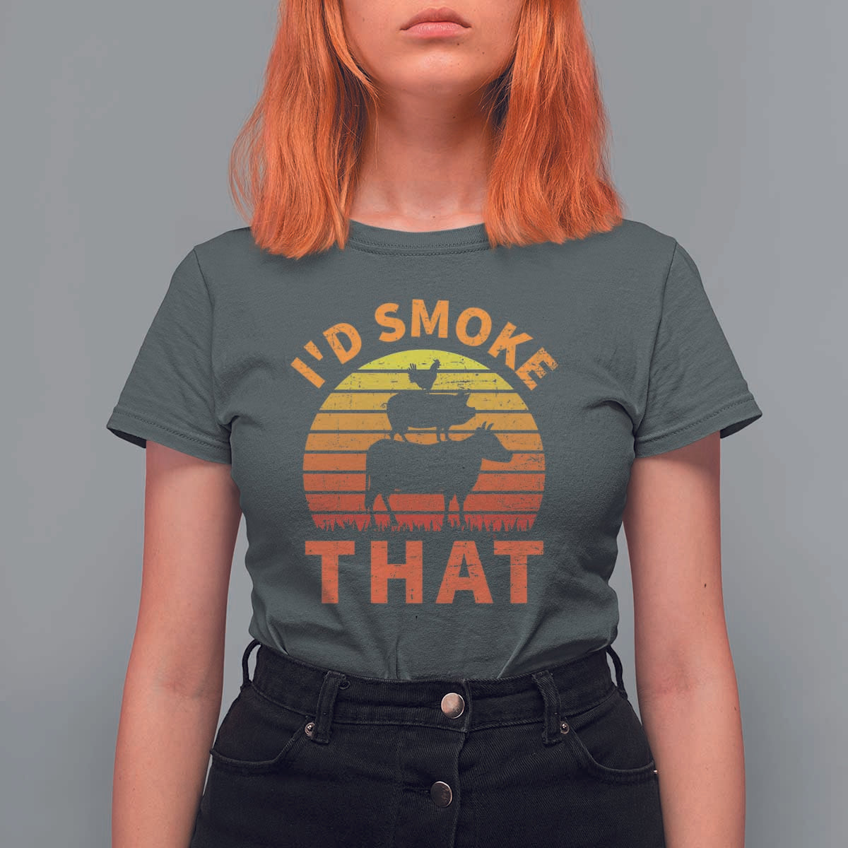 Funny BBQ T Shirt For Women I'd Smoke That Barbecue Retro Grilling Gifts - Wonder Print Shop