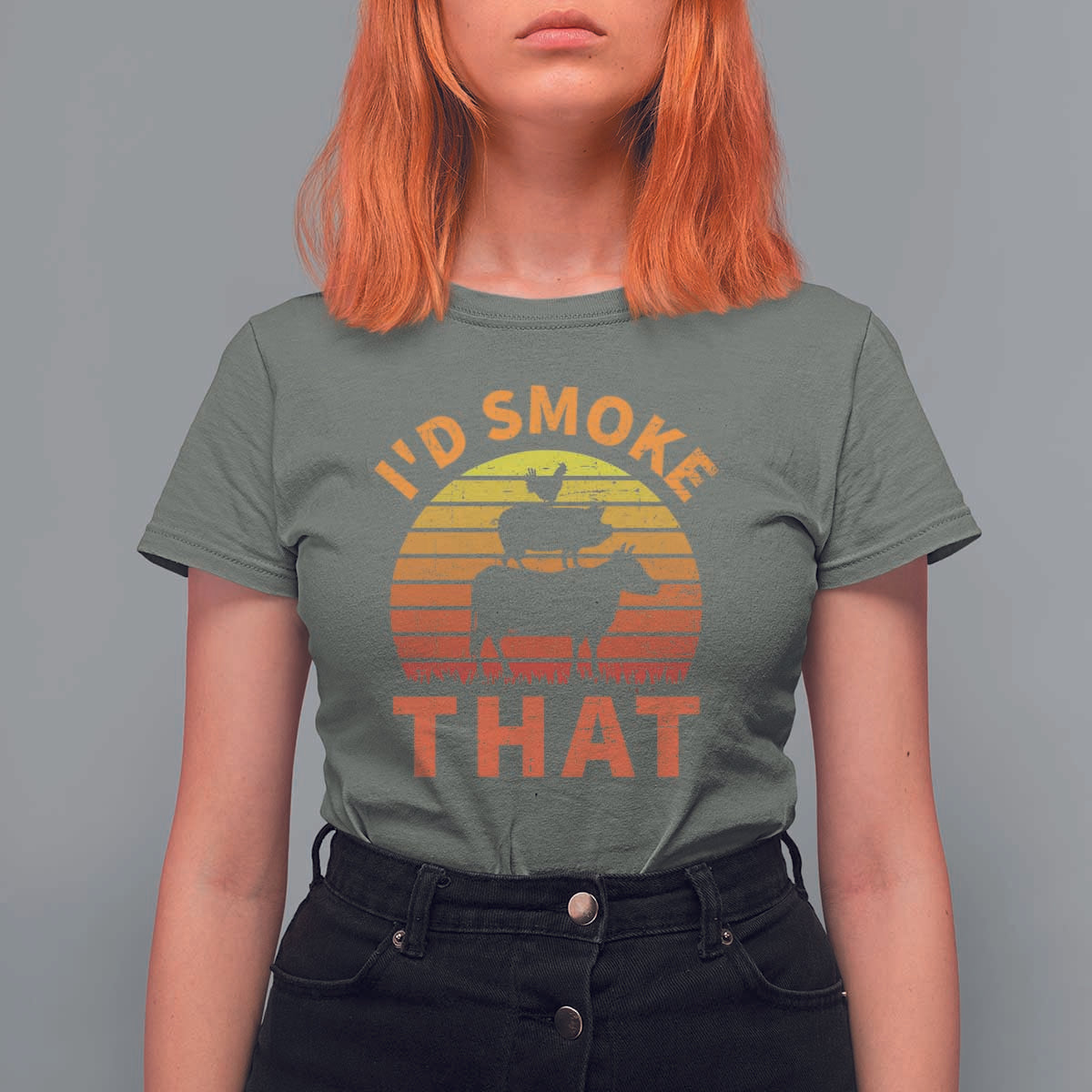 Funny BBQ T Shirt For Women I'd Smoke That Barbecue Retro Grilling Gifts - Wonder Print Shop