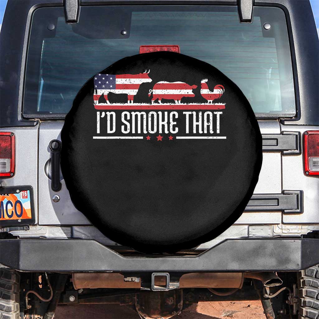 BBQ 4th July Spare Tire Cover I'd Smoke That Patriot Barbeque Cook Chef