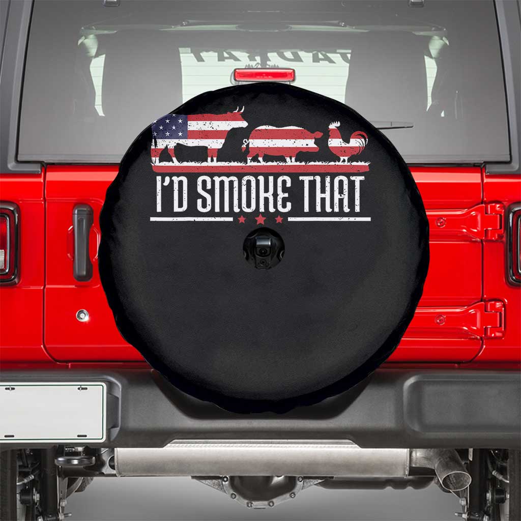 BBQ 4th July Spare Tire Cover I'd Smoke That Patriot Barbeque Cook Chef