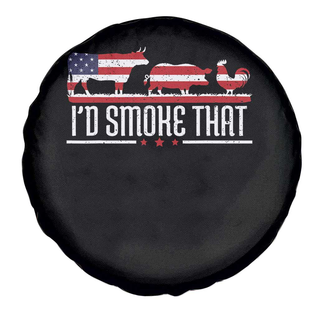 BBQ 4th July Spare Tire Cover I'd Smoke That Patriot Barbeque Cook Chef