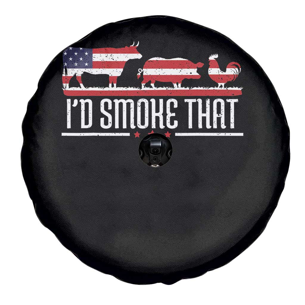 BBQ 4th July Spare Tire Cover I'd Smoke That Patriot Barbeque Cook Chef