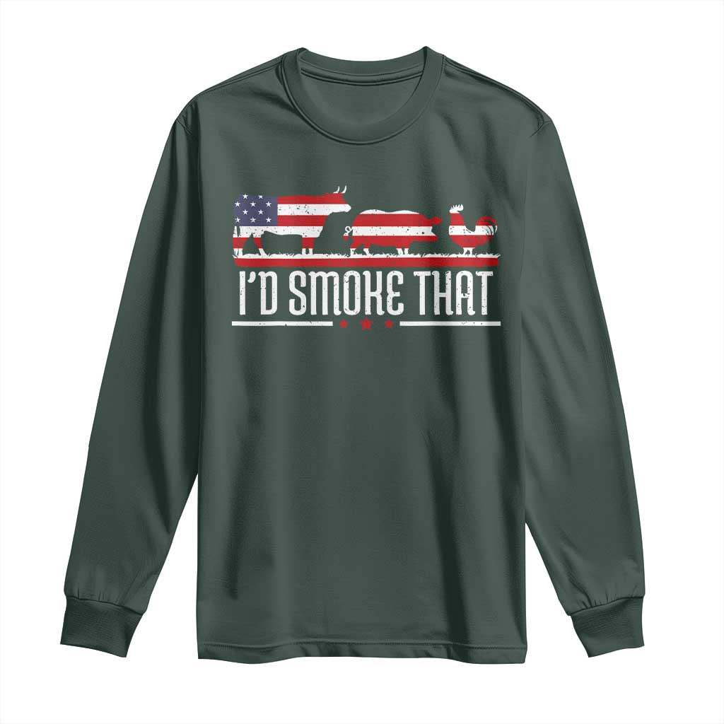 BBQ Long Sleeve Shirt 4th July I'd Smoke That Patriot Barbeque Cook Chef