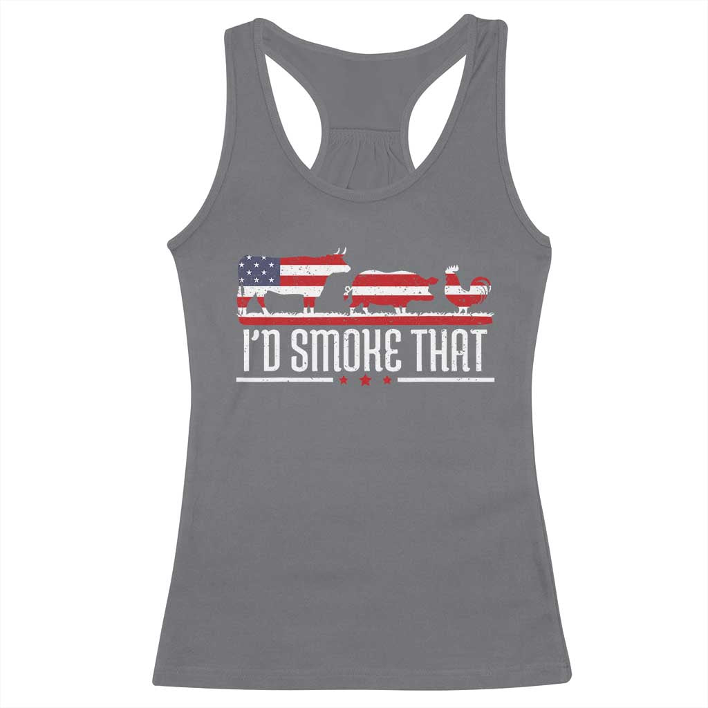 BBQ Racerback Tank Top 4th July I'd Smoke That Patriot Barbeque Cook Chef