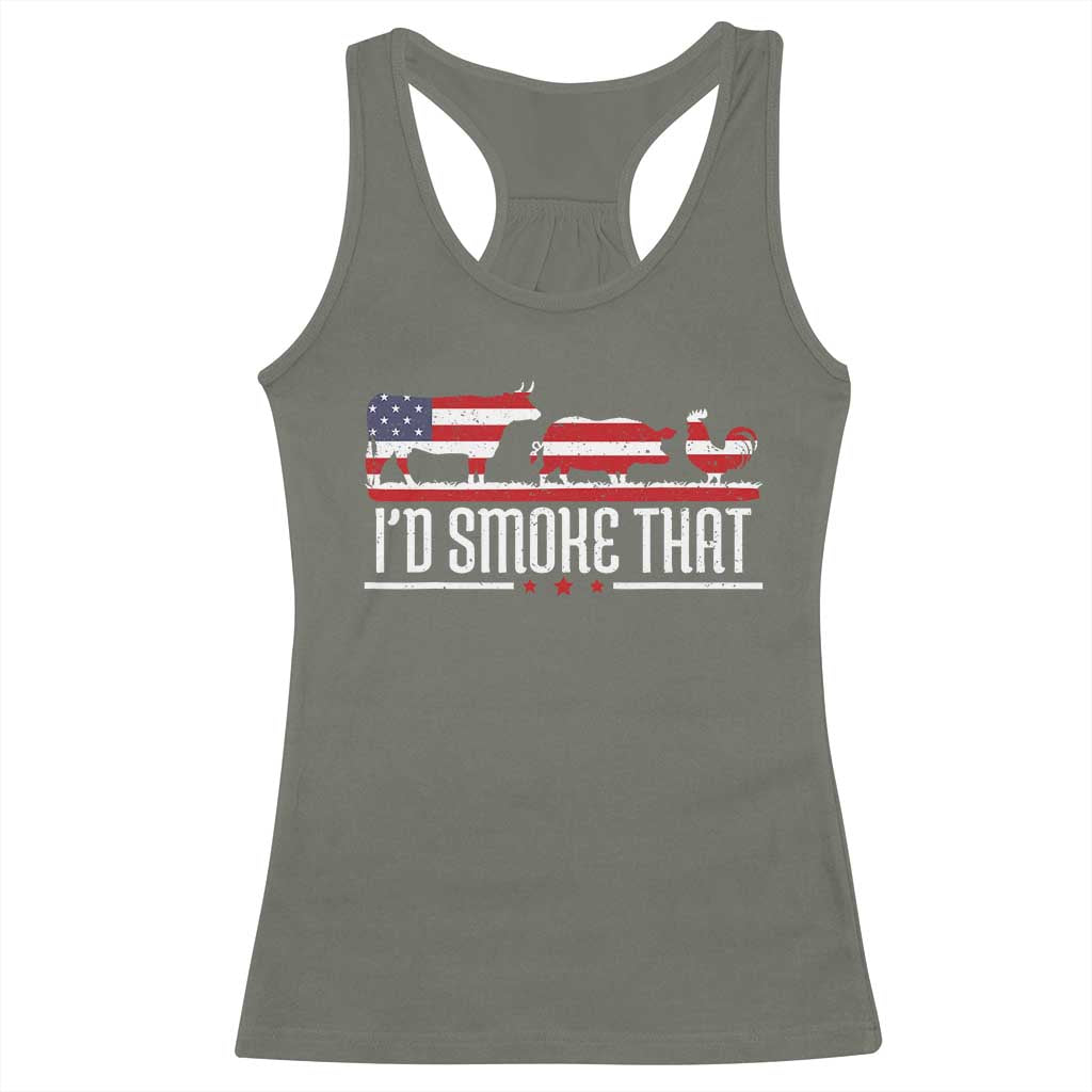 BBQ Racerback Tank Top 4th July I'd Smoke That Patriot Barbeque Cook Chef