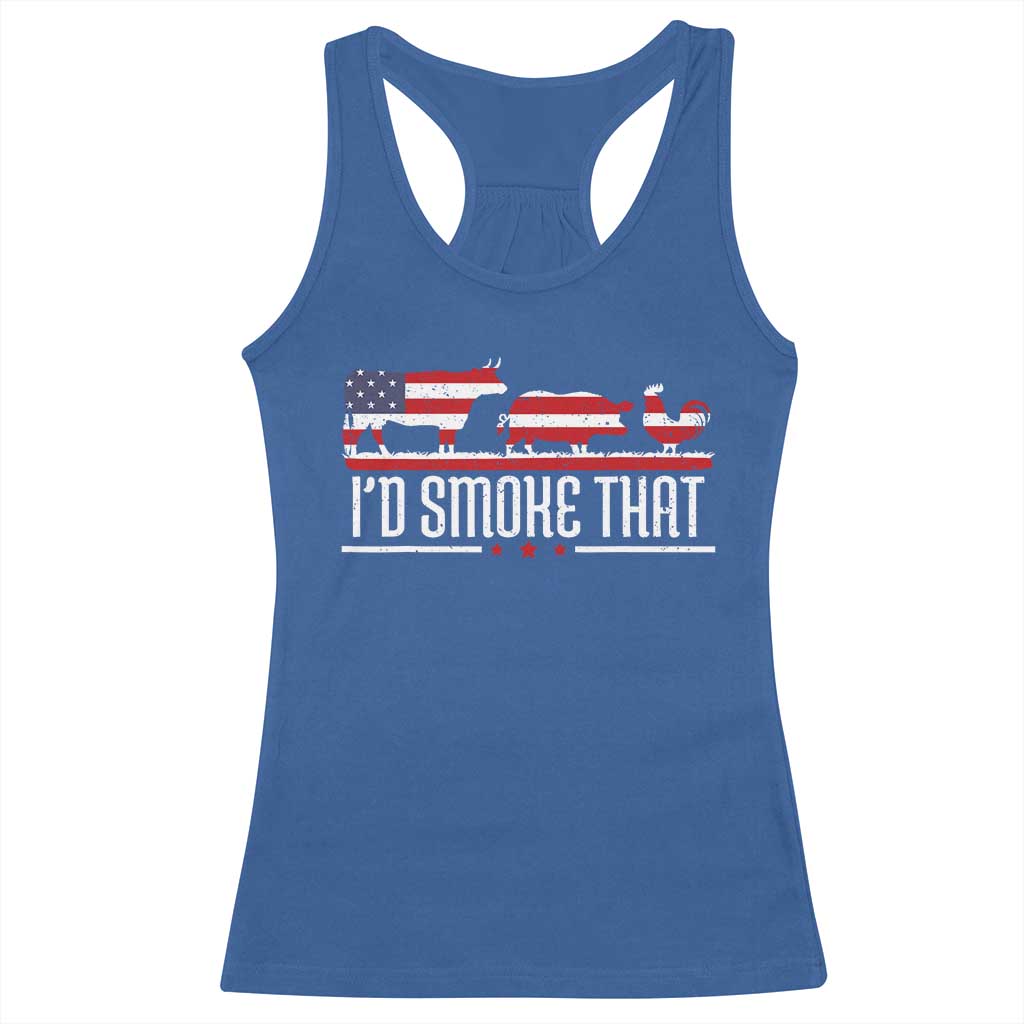 BBQ Racerback Tank Top 4th July I'd Smoke That Patriot Barbeque Cook Chef