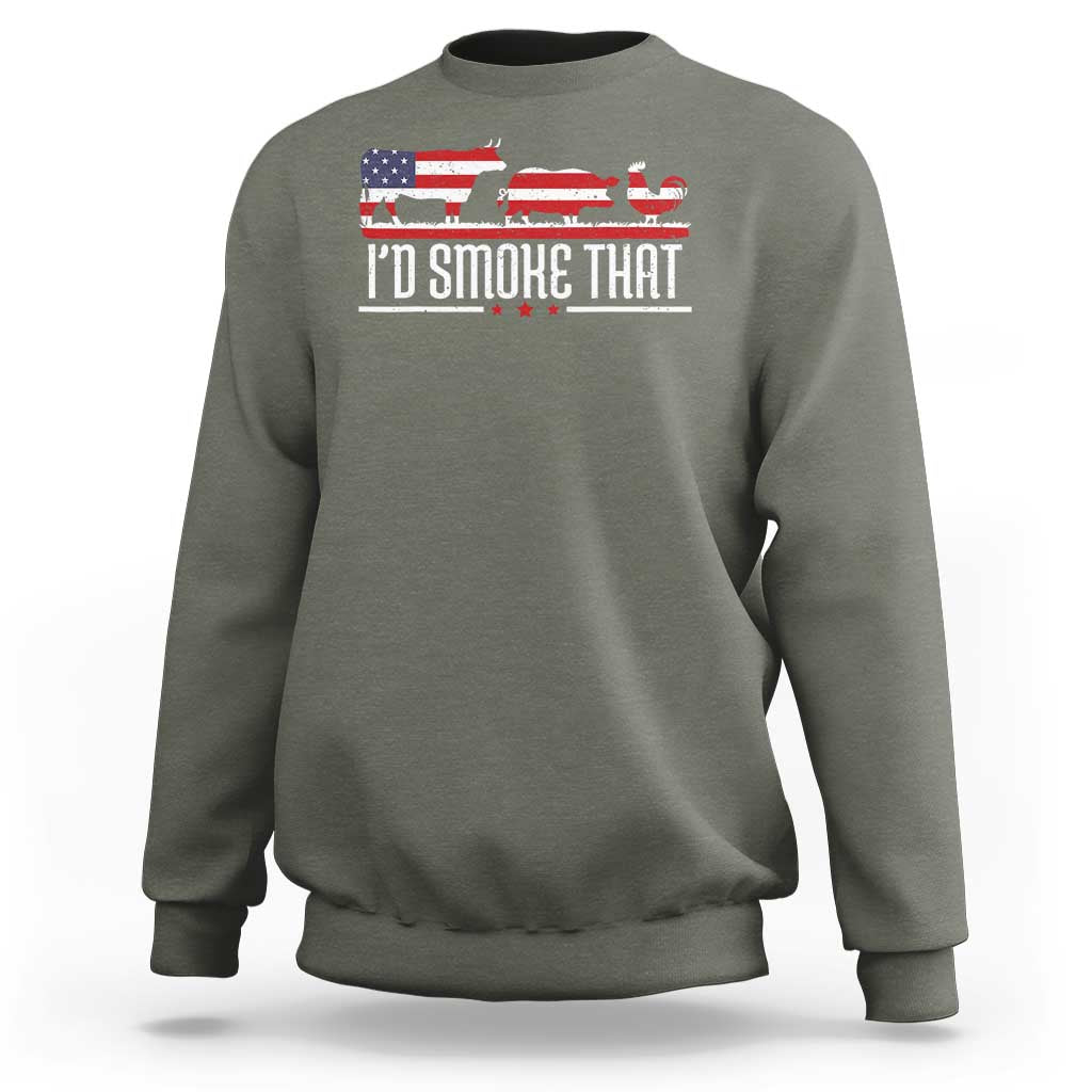 BBQ Sweatshirt 4th July I'd Smoke That Patriot Barbeque Cook Chef - Wonder Print Shop