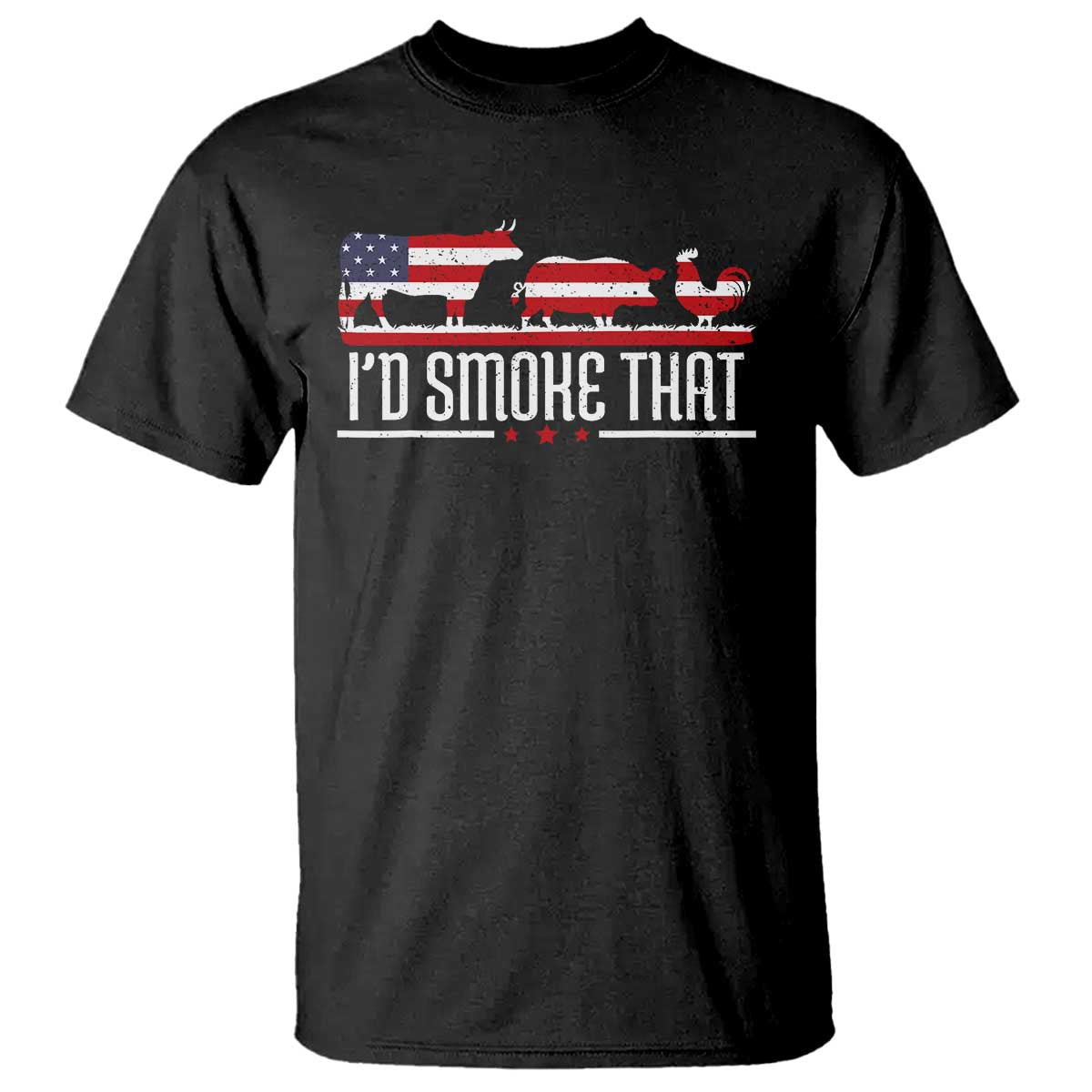BBQ T Shirt 4th July I'd Smoke That Patriot Barbeque Cook Chef - Wonder Print Shop