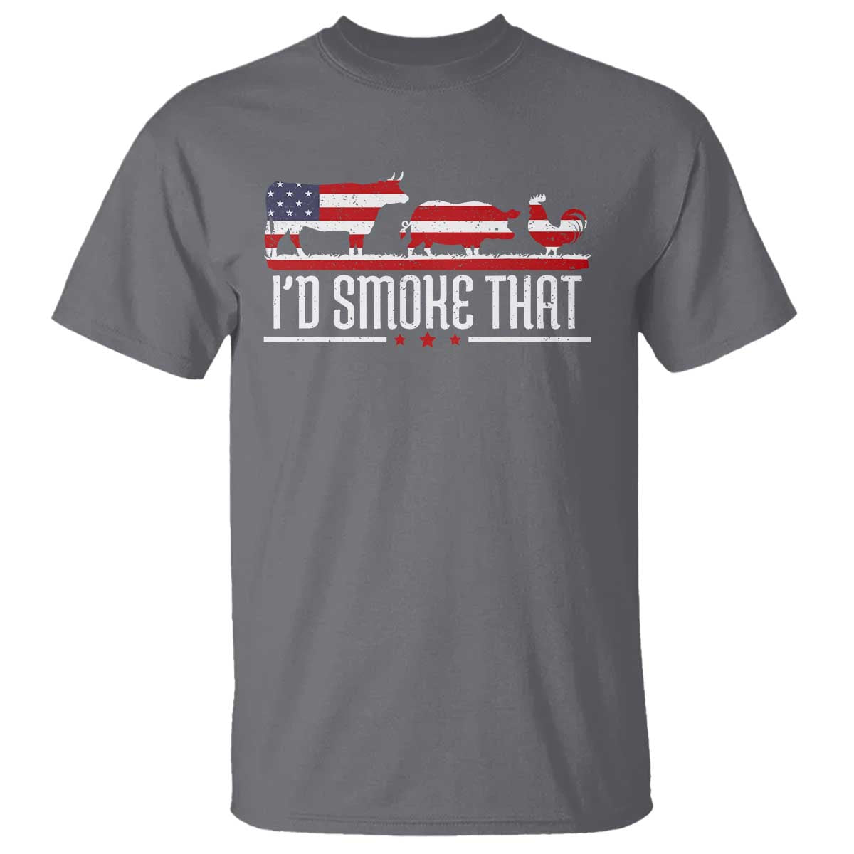 BBQ T Shirt 4th July I'd Smoke That Patriot Barbeque Cook Chef - Wonder Print Shop