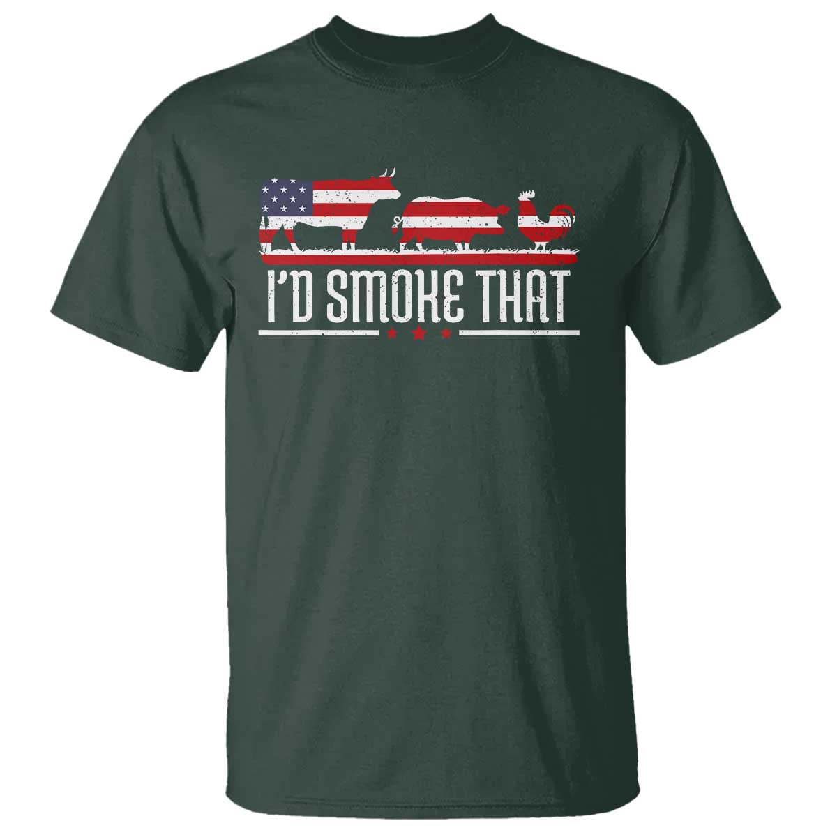 BBQ T Shirt 4th July I'd Smoke That Patriot Barbeque Cook Chef - Wonder Print Shop