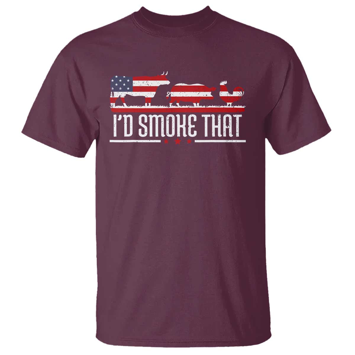 BBQ T Shirt 4th July I'd Smoke That Patriot Barbeque Cook Chef - Wonder Print Shop
