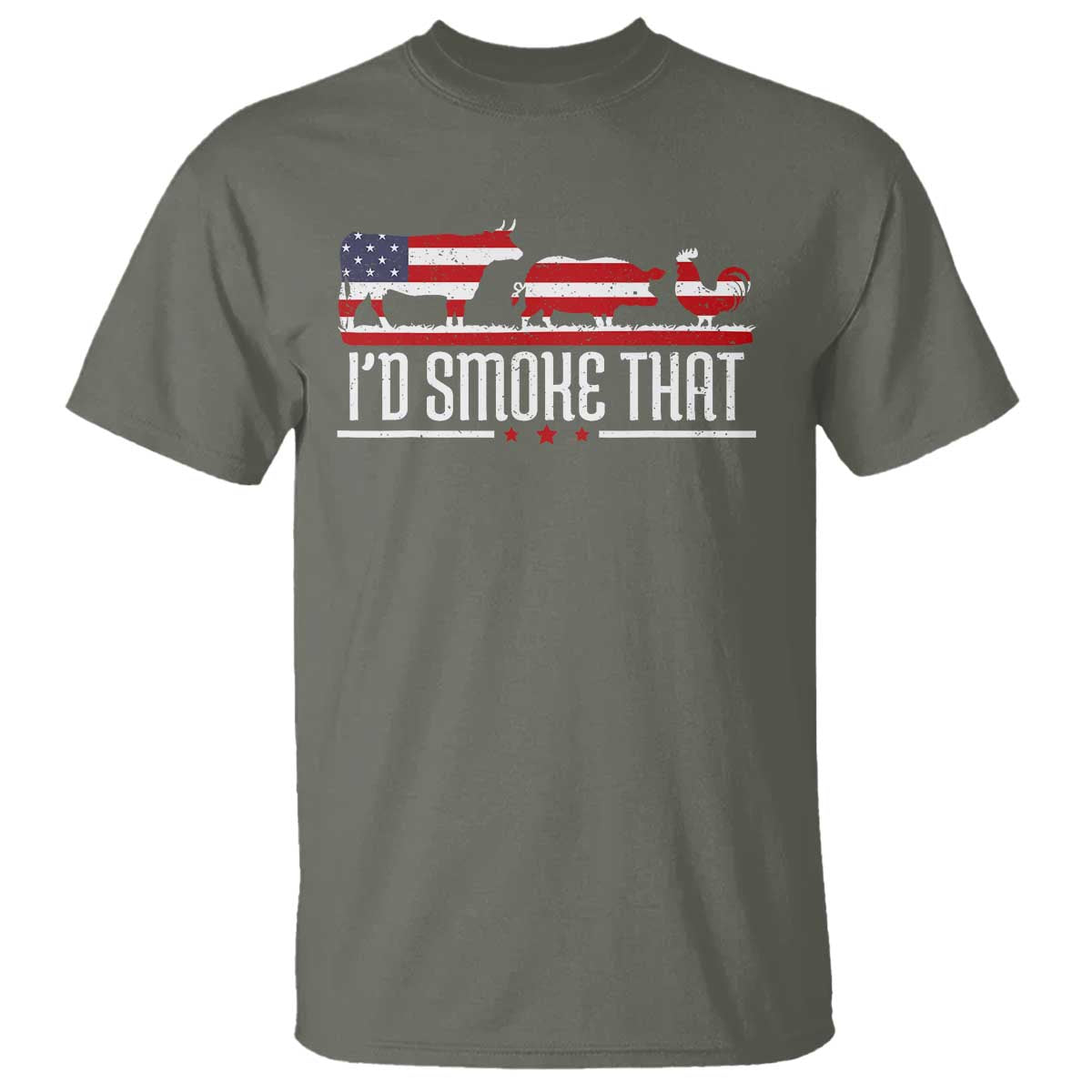 BBQ T Shirt 4th July I'd Smoke That Patriot Barbeque Cook Chef - Wonder Print Shop