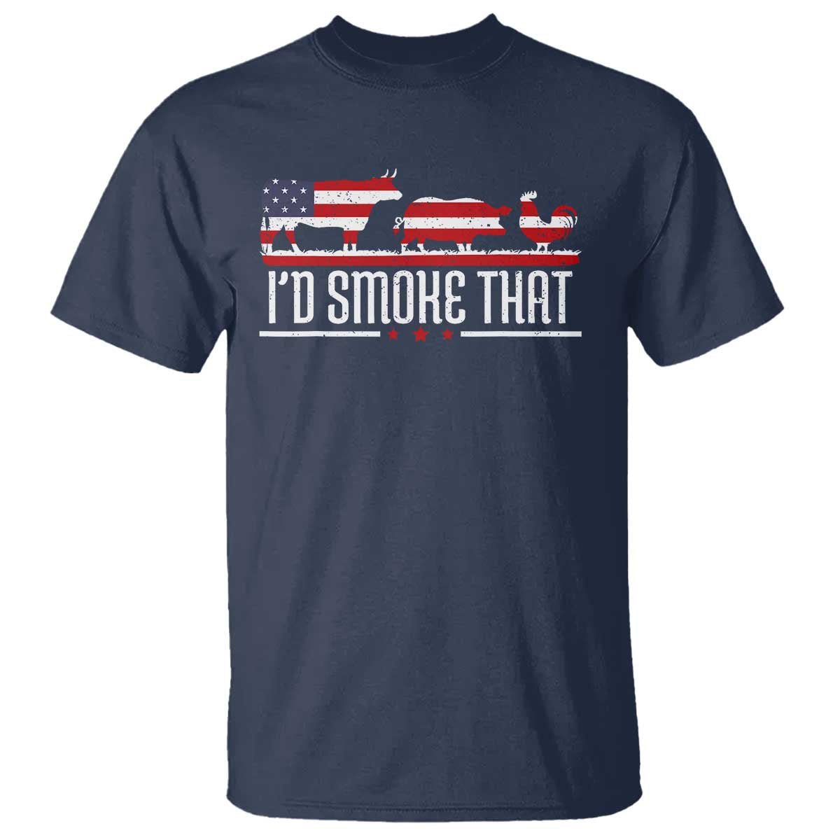 BBQ T Shirt 4th July I'd Smoke That Patriot Barbeque Cook Chef - Wonder Print Shop