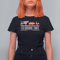 BBQ T Shirt For Women 4th July I'd Smoke That Patriot Barbeque Cook Chef - Wonder Print Shop