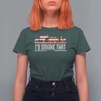 BBQ T Shirt For Women 4th July I'd Smoke That Patriot Barbeque Cook Chef - Wonder Print Shop