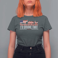 BBQ T Shirt For Women 4th July I'd Smoke That Patriot Barbeque Cook Chef - Wonder Print Shop