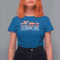 BBQ T Shirt For Women 4th July I'd Smoke That Patriot Barbeque Cook Chef - Wonder Print Shop