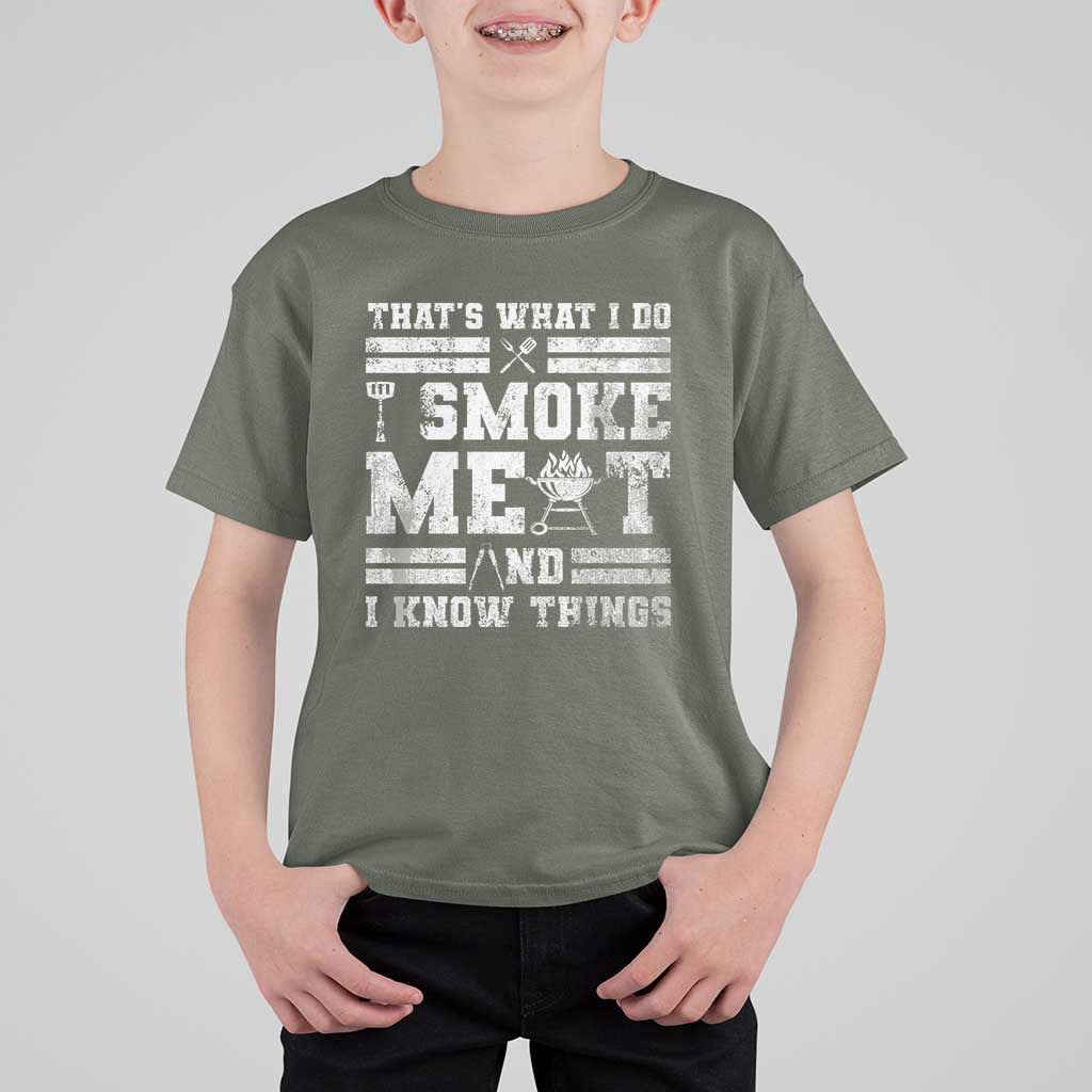 BBQ T Shirt For Kid I Smoke Meat And I Know Things Funny Saying - Wonder Print Shop
