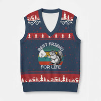 Squirrel Lover V-Neck Knit Sweater Vest Funny Vintage Squirrel Gift Best Friend For Life