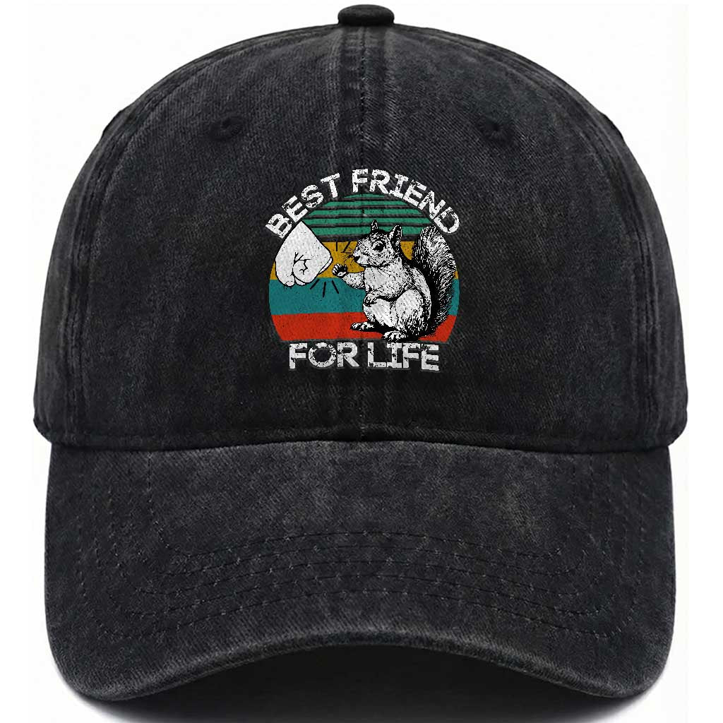 Squirrel Lover Washed Cotton Baseball Cap Funny Vintage Squirrel Gift Best Friend For Life