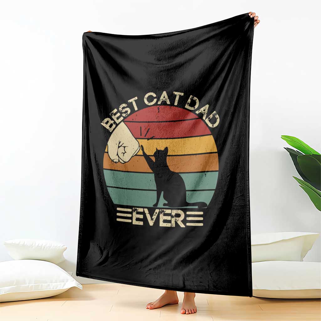 Best Cat Dad Ever Throw Blanket Funny Cat Lover Gift Fathers Day - Wonder Print Shop
