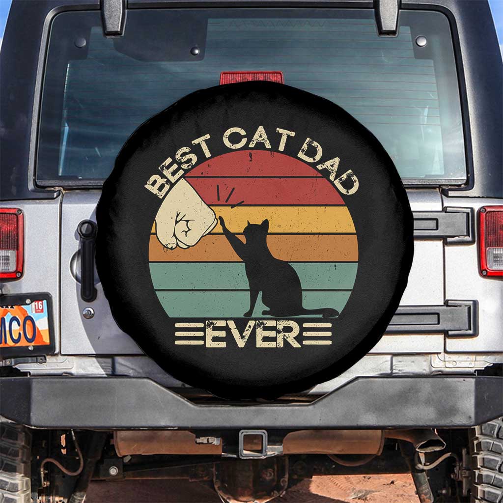 Best Cat Dad Ever Spare Tire Cover Funny Cat Lover Gift Fathers Day - Wonder Print Shop
