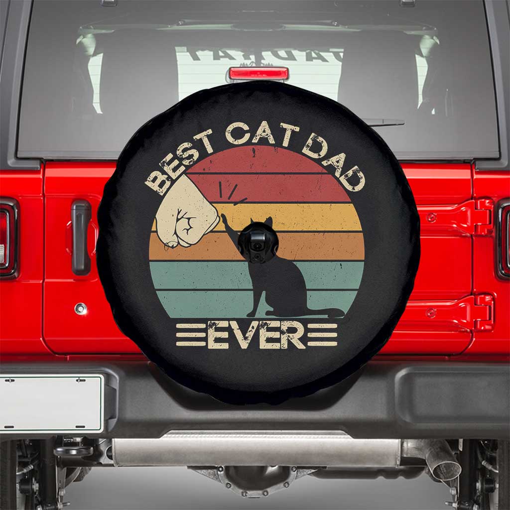 Best Cat Dad Ever Spare Tire Cover Funny Cat Lover Gift Fathers Day - Wonder Print Shop