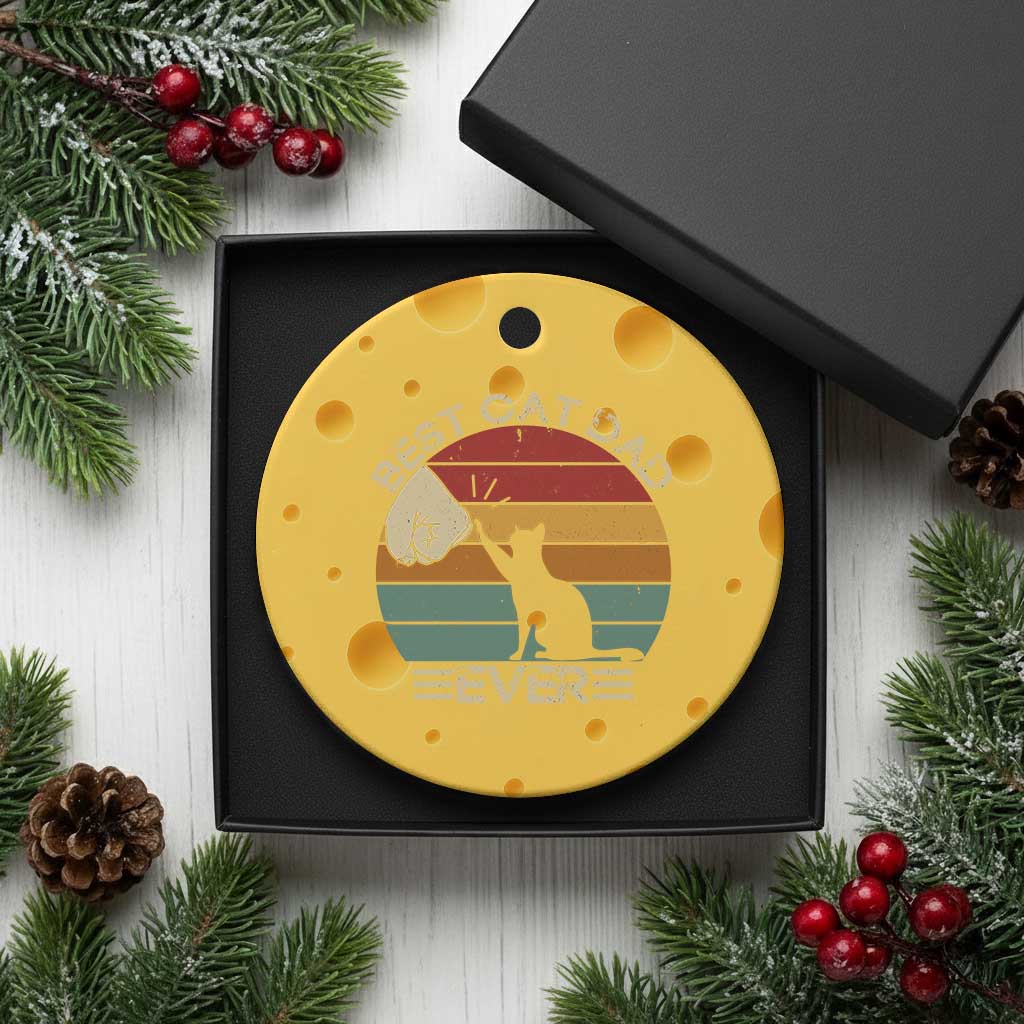 Best Cat Dad Ever Ceramic Ornament Funny Cat Lover Gift Fathers Day - Wonder Print Shop