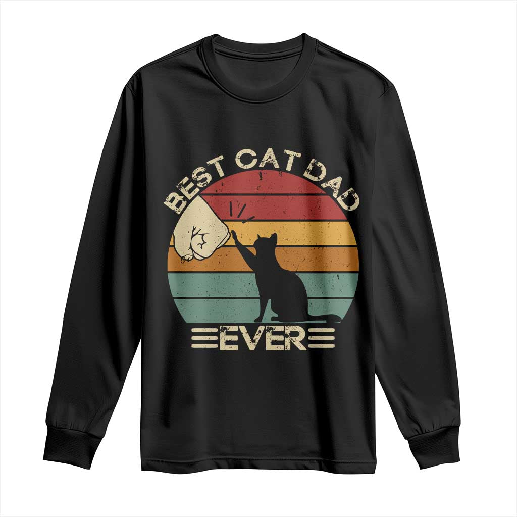 Best Cat Dad Ever Long Sleeve Shirt Funny Cat Lover Gift Fathers Day - Wonder Print Shop