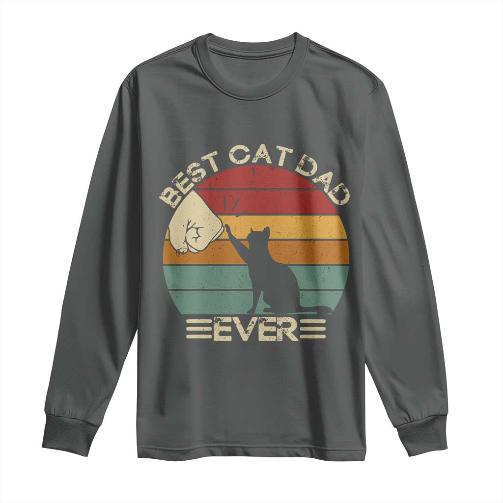 Best Cat Dad Ever Long Sleeve Shirt Funny Cat Lover Gift Fathers Day - Wonder Print Shop