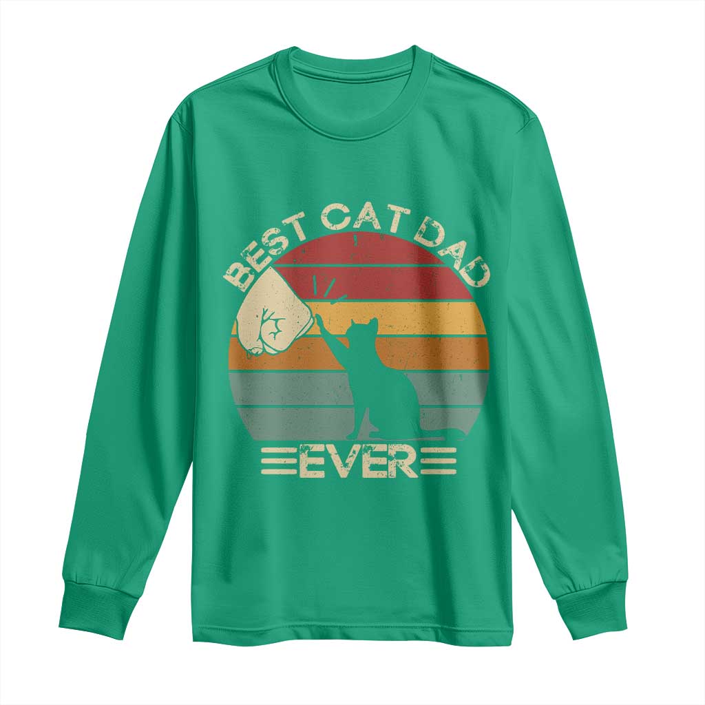 Best Cat Dad Ever Long Sleeve Shirt Funny Cat Lover Gift Fathers Day - Wonder Print Shop