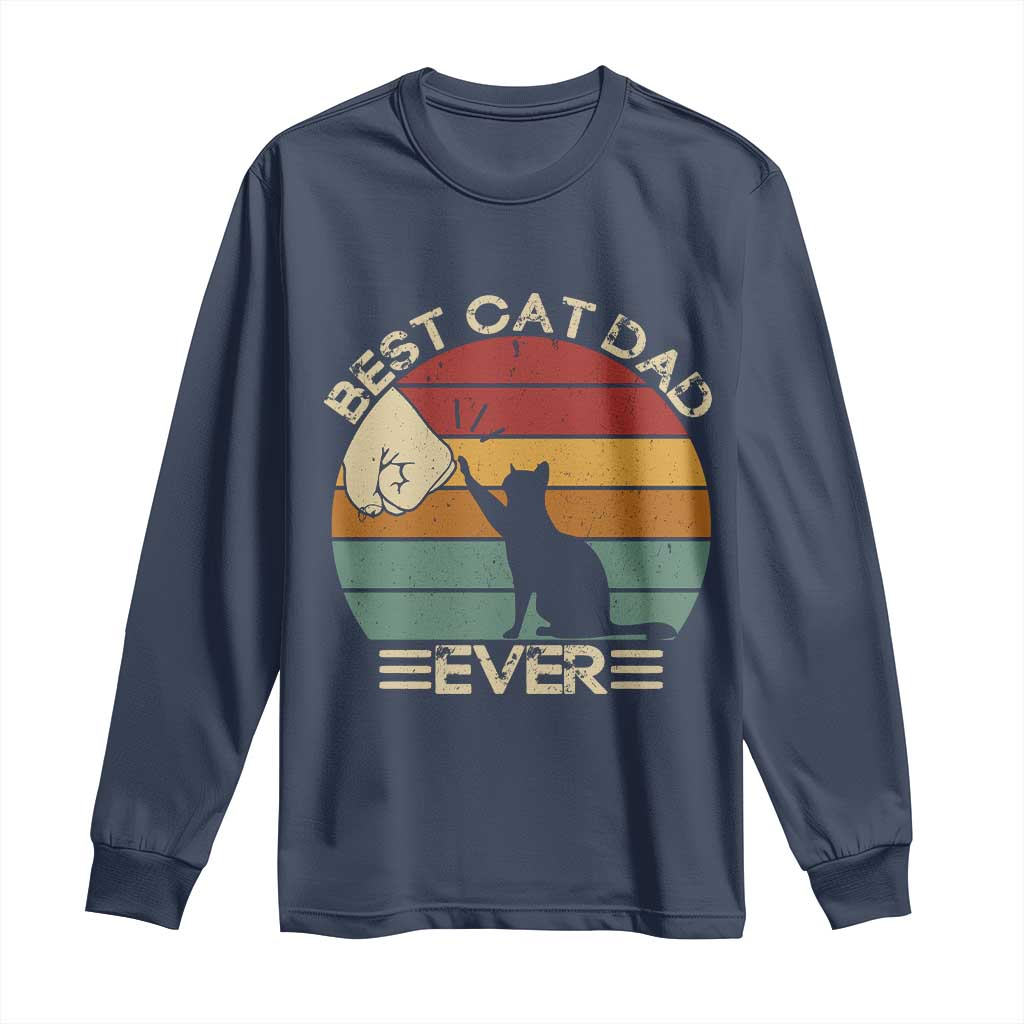 Best Cat Dad Ever Long Sleeve Shirt Funny Cat Lover Gift Fathers Day - Wonder Print Shop