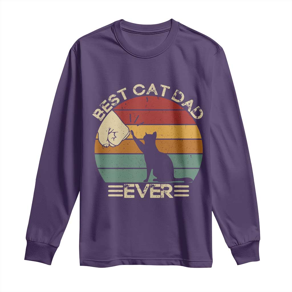 Best Cat Dad Ever Long Sleeve Shirt Funny Cat Lover Gift Fathers Day - Wonder Print Shop