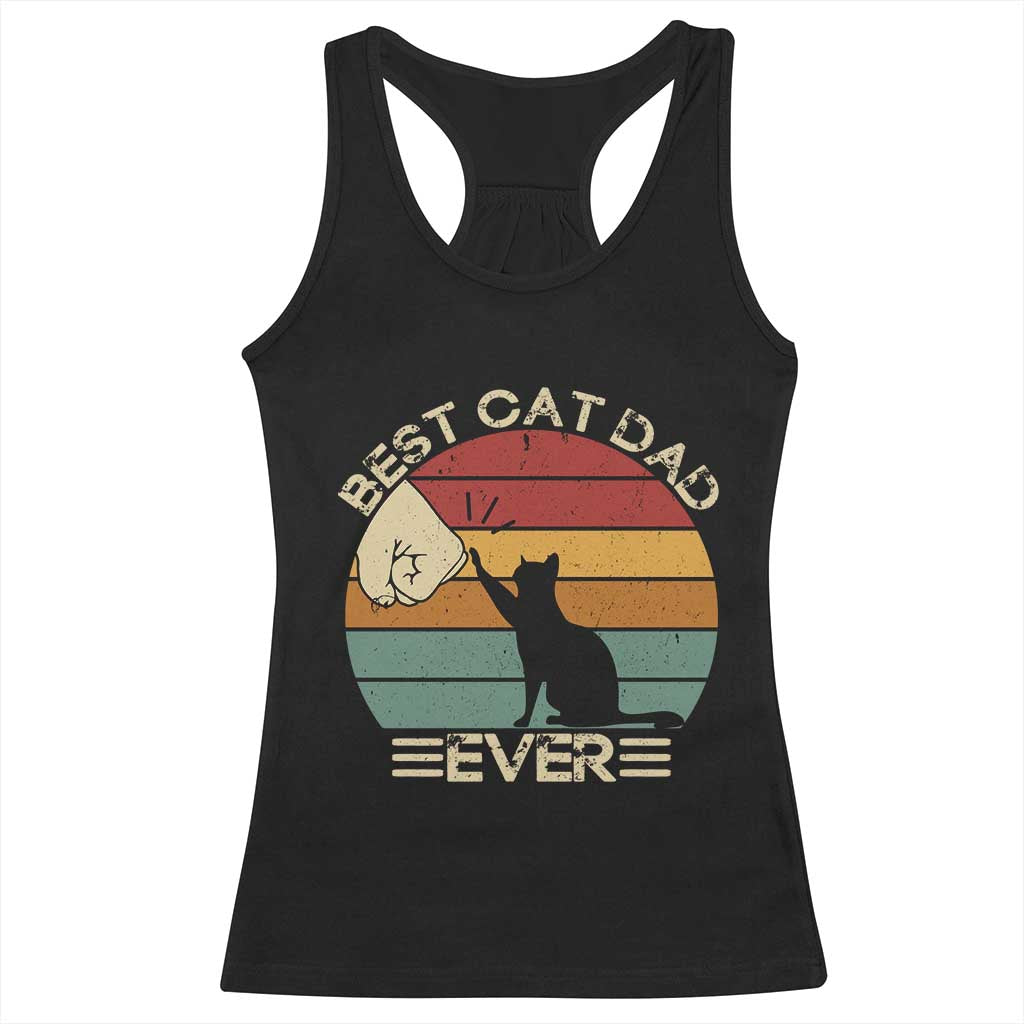 Best Cat Dad Ever Racerback Tank Top Funny Cat Lover Gift Fathers Day - Wonder Print Shop