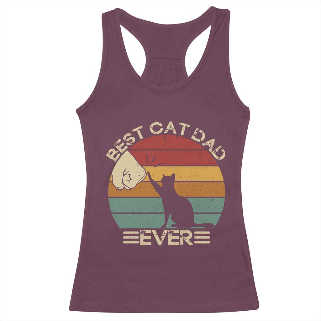 Best Cat Dad Ever Racerback Tank Top Funny Cat Lover Gift Fathers Day - Wonder Print Shop
