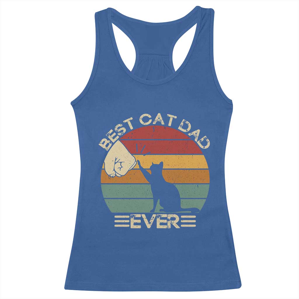 Best Cat Dad Ever Racerback Tank Top Funny Cat Lover Gift Fathers Day - Wonder Print Shop