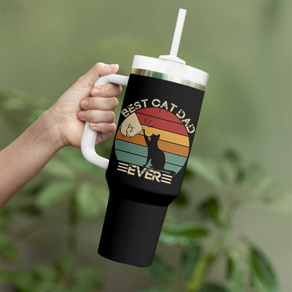 Best Cat Dad Ever Tumbler With Handle Funny Cat Lover Gift Fathers Day - Wonder Print Shop