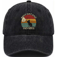 Best Cat Dad Ever Washed Cotton Baseball Cap Funny Cat Lover Gift Fathers Day