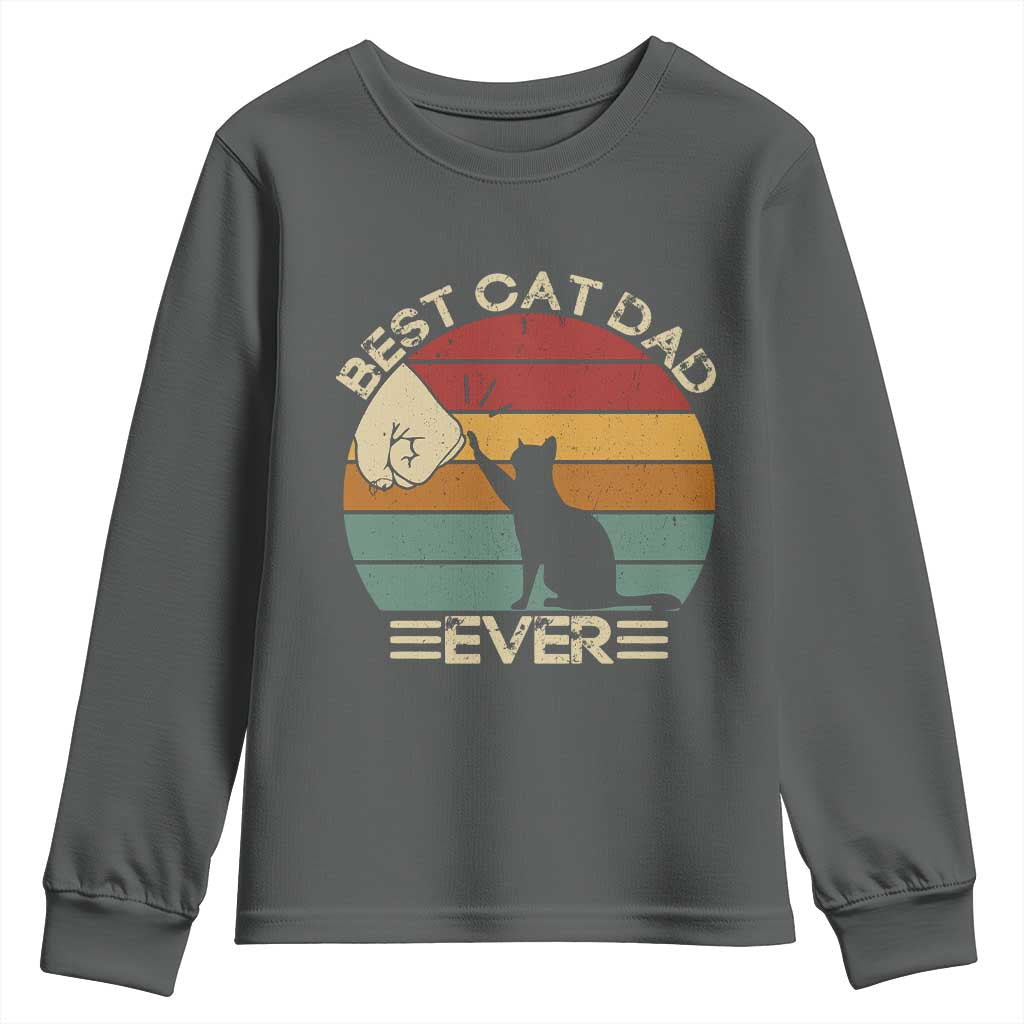 Best Cat Dad Ever Youth Sweatshirt Funny Cat Lover Gift Fathers Day - Wonder Print Shop