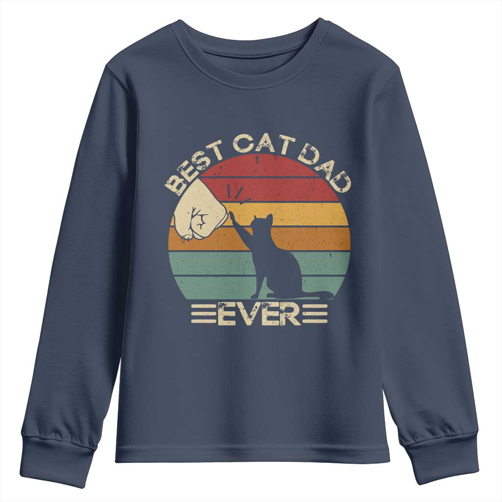 Best Cat Dad Ever Youth Sweatshirt Funny Cat Lover Gift Fathers Day - Wonder Print Shop