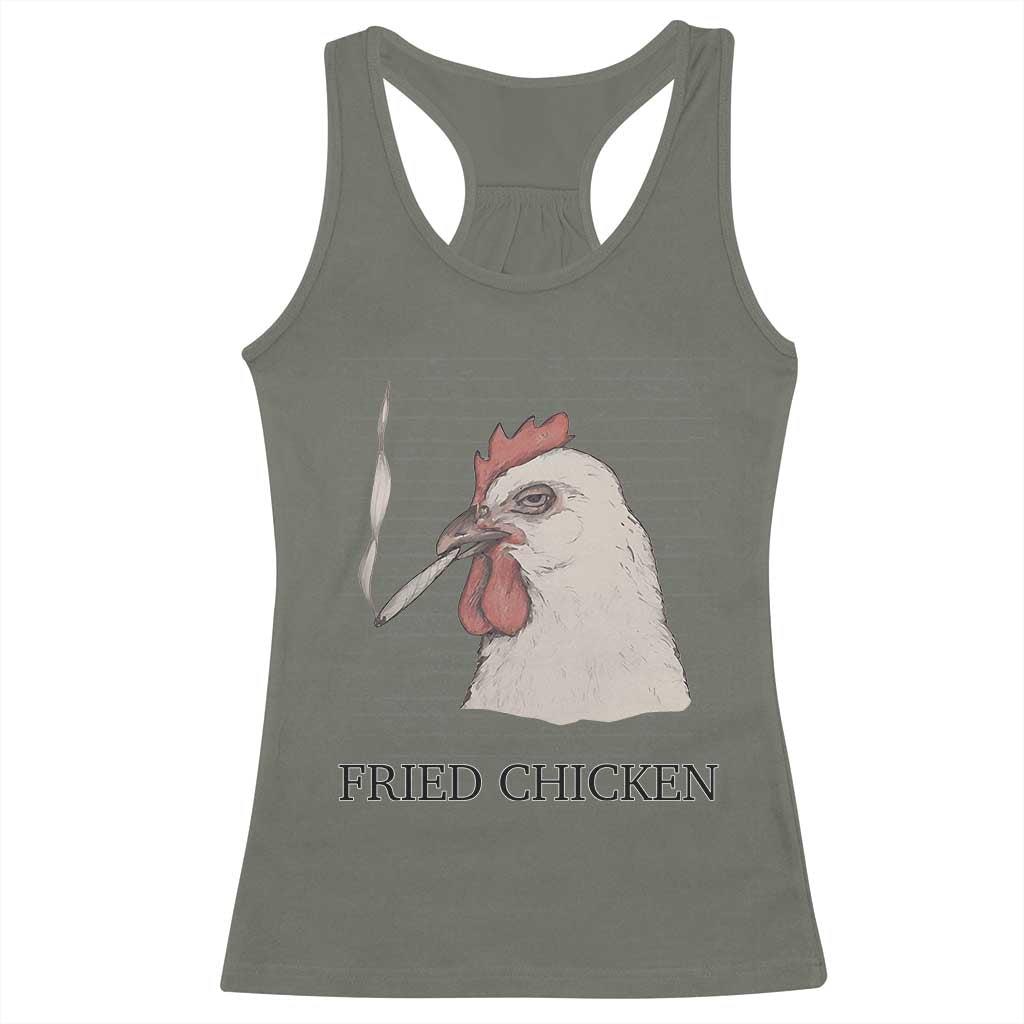 Fried Chicken 420 Racerback Tank Top Funny Weed Stoner Cannabis